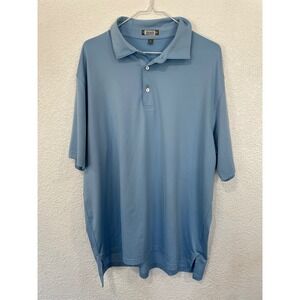 Peter Millar Polo Shirt Mens XL Blue Solid Summer Comfort Performance Golf